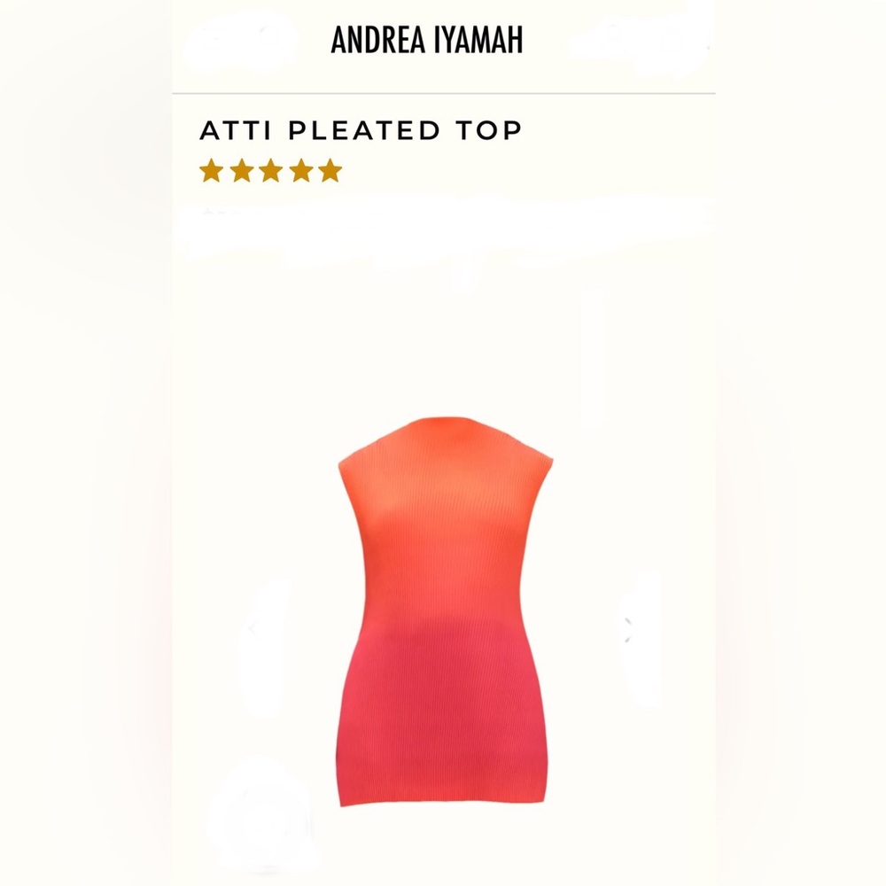 Andrea Iyamah, Atti Pleated Top - Vibrant Orange/Red Ombré Top